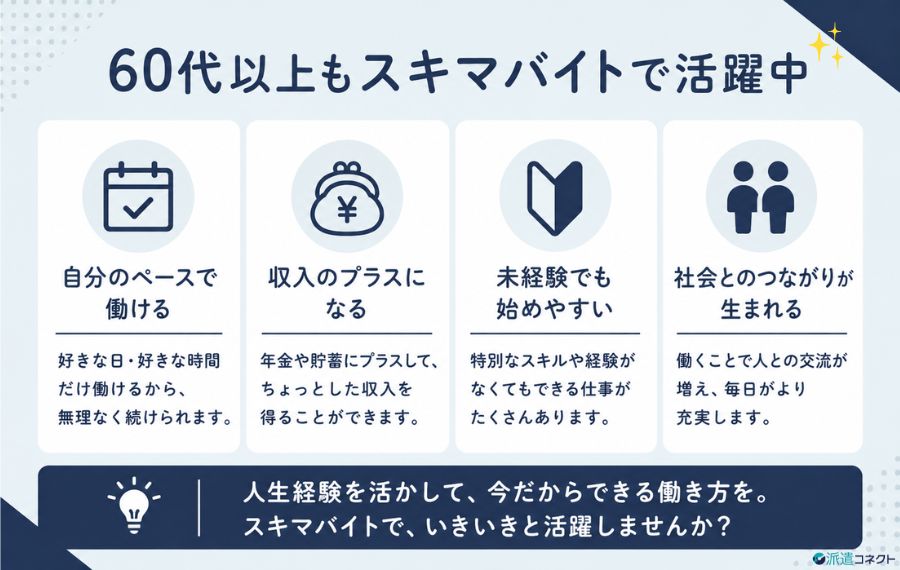 60代以上が応募できるスキマバイトは豊富にある