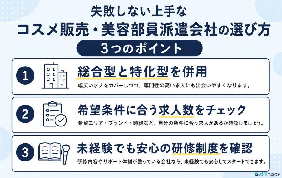 コスメ販売員・美容部員の上手な派遣会社の選び方