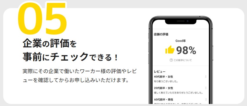 タイミーレビュー機能